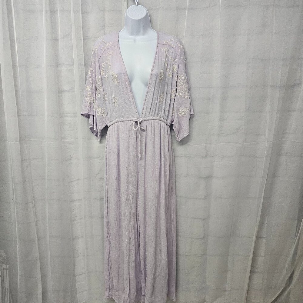 Caren Forbes Lavender Floral Jumpsuit Coquette Crop Wide Leg Bohemian L - Picture 2 of 15
